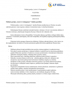 Partija Centro Dešinės Sąjunga smerkia Rusijos pradėtą karą su Ukraina